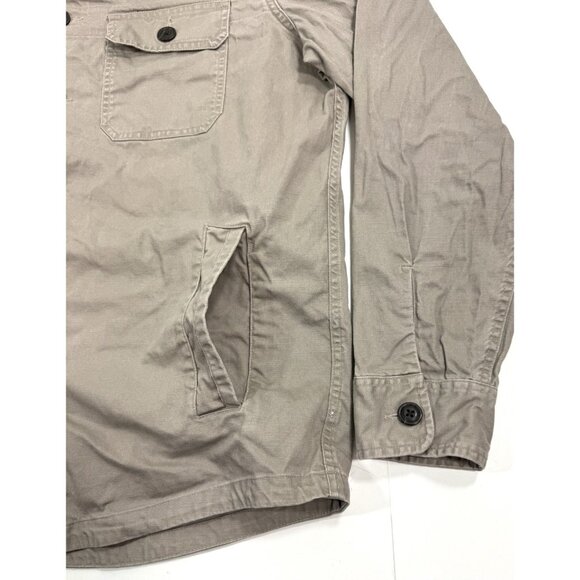 Abercrombie & Fitch Mens Shirt Jacket Sz XL Distressed Khaki Canvas Vtg Shacket - Picture 4 of 9